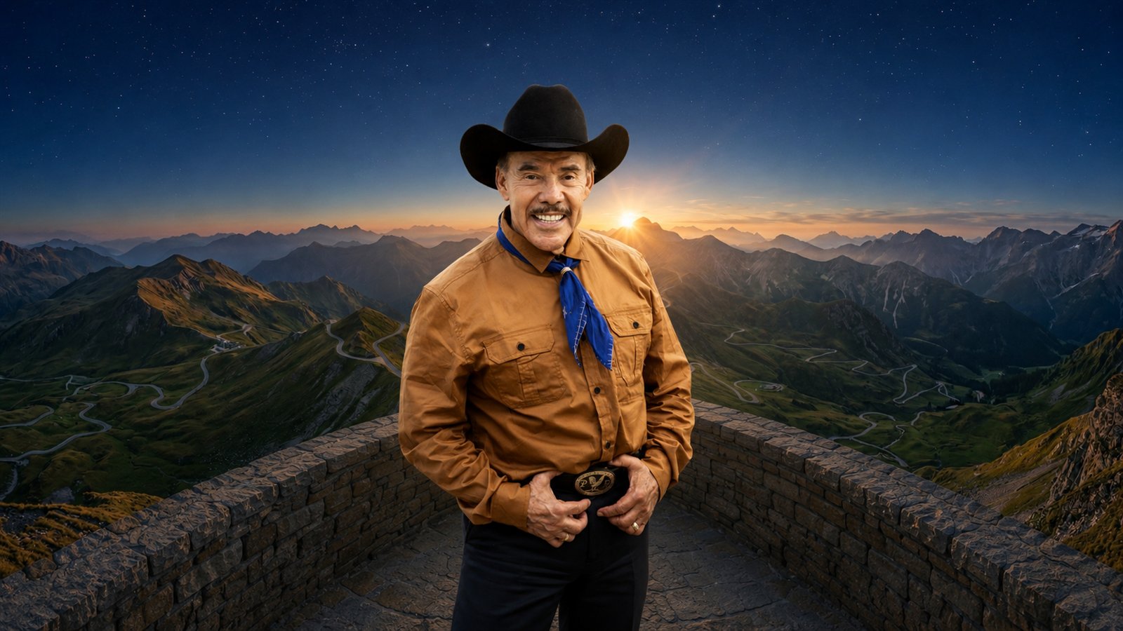 Pedro Rivera ante un paisaje de montaña
